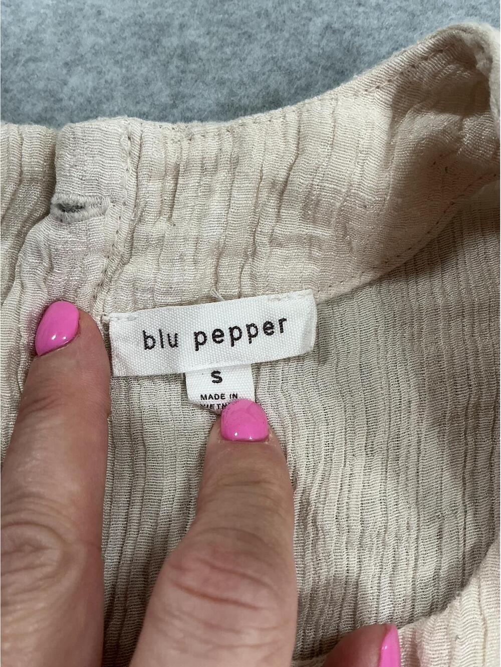Blu Pepper Gauze Sleeveless Tank Top Small Neutral Boho Cottagecore - Picture 3 of 7